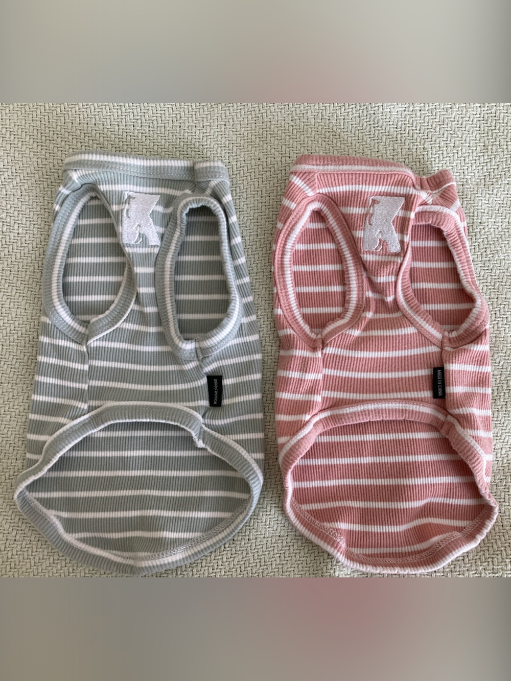 Striped dog shirts / vest - Pink and Green